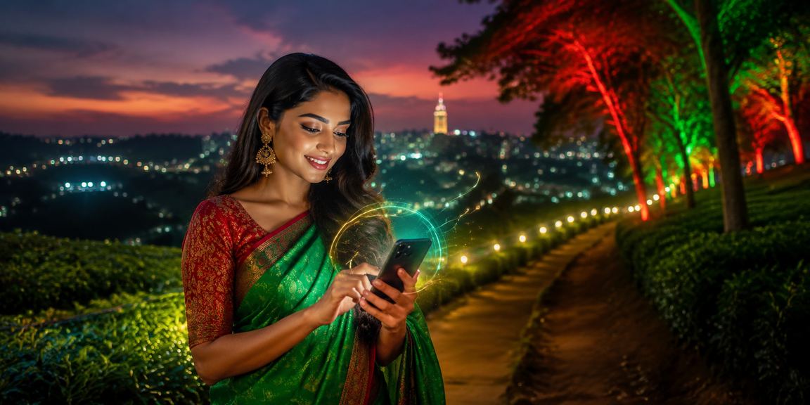 বগুড়ায় মোবাইলে ক্যাসিনো গেম খেলার পরিবেশ লাল-সবুজ পটভূমিতে